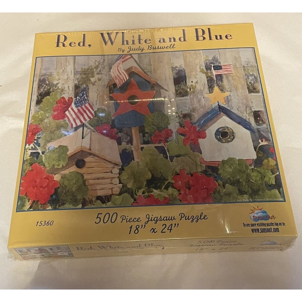 Sunsout Red White and Blue by Judy Buswell 500 Piece Jigsaw Puzzle NEW Sealed